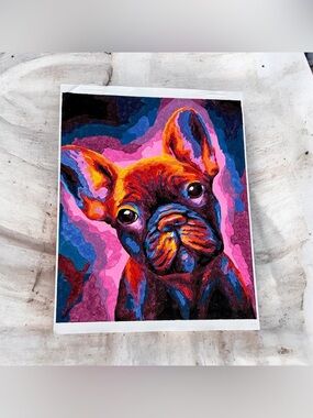 Colorful Frenchie Pet Dog Painting  16”x 20” Unframed